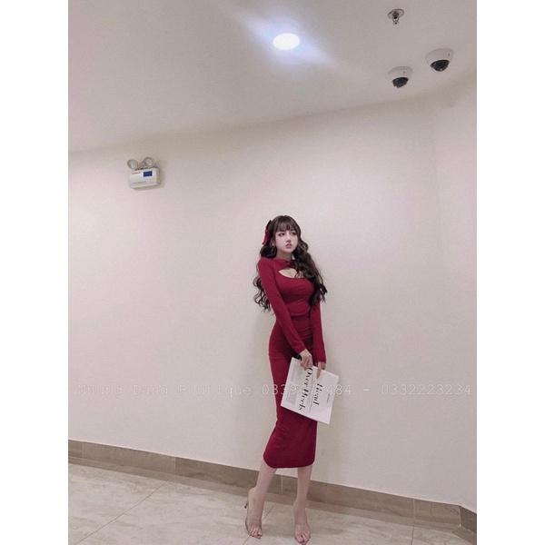 Váy Body Len Tăm Hở Ngực 3 Màu Sexy Có Ảnh Thật Kèm Video