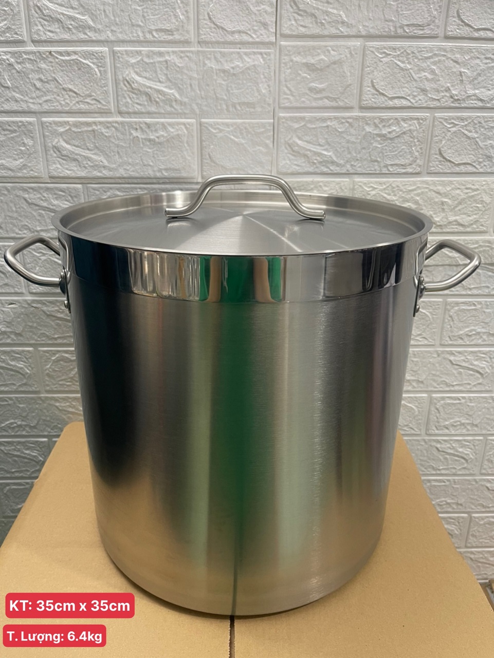 Nồi Inox 2 Quai Cao Cấp 3 Đáy _ Dung Tích: 34Lít _