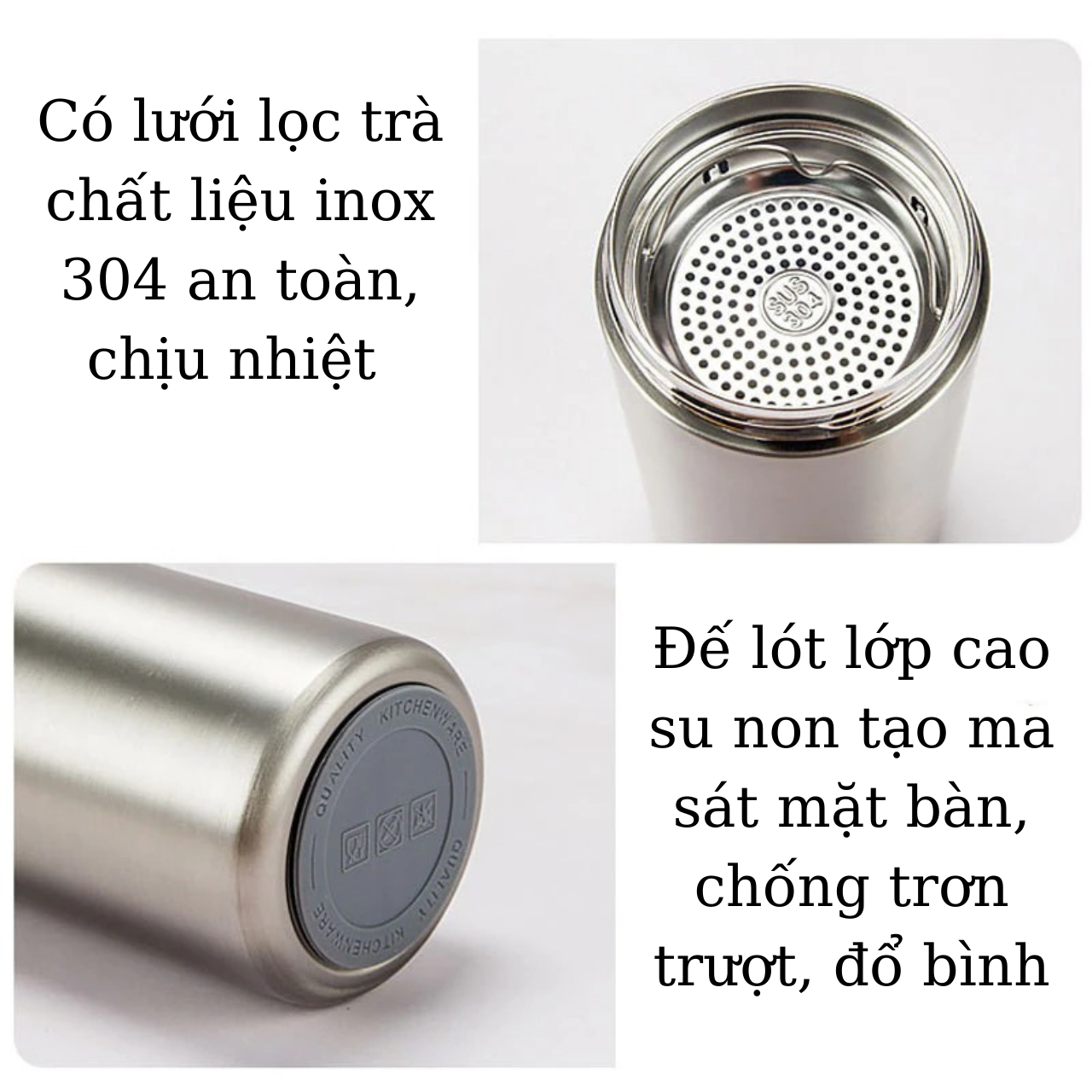 Cốc cafe giữ nhiệt 5 lớp TiLoKi Enjoy 350ml lõi inox 304 có lọc trà