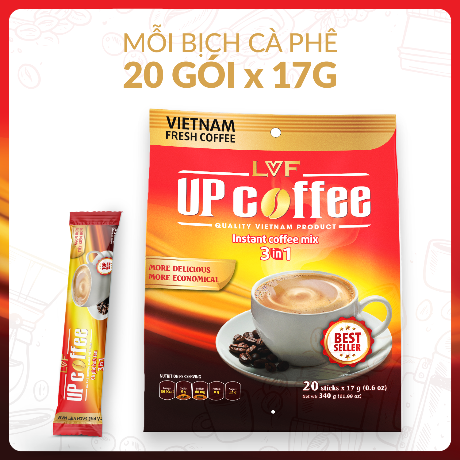 Combo 2 Cà phê hòa tan Up Coffee 3in1