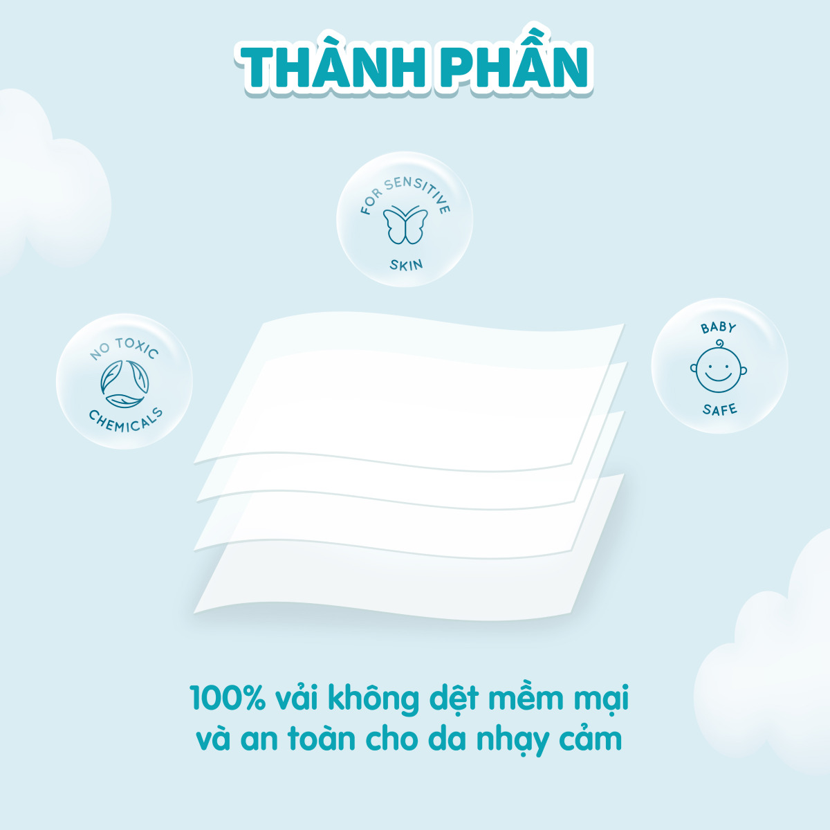 Khăn khô đa năng Ecobi hộp 180 tờ dùng thay khăn sữa an toàn cho trẻ sơ sinh