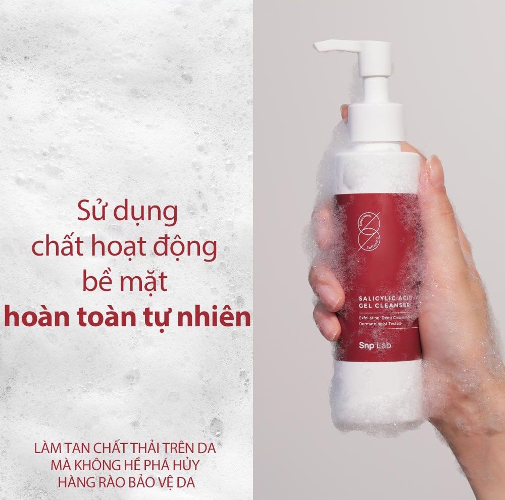 Gel rửa mặt cho da nhạy cảm, da mụn SNP LAB+ SALICYLIC ACID GEL CLEANSER 150ml