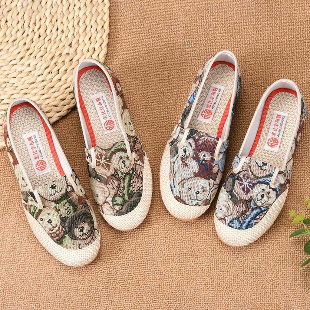 Spring and summer new style old Beijing cloth shoes girls Korean casual shoes with one foot breathable lazy canvas shoes girls