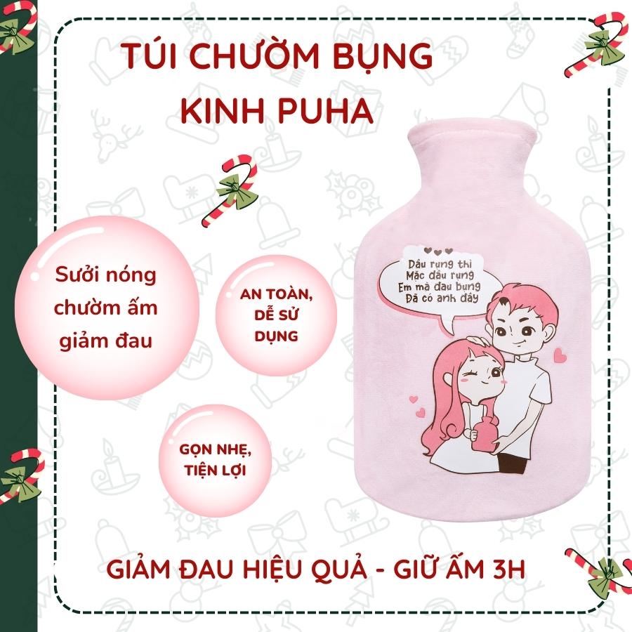 Quà giáng sinh tặng bạn gái, quà noel tinh tế tặng người yêu gồm túi chườm bụng kinh phiên bản tình yêu hồng và các phụ kiện cute