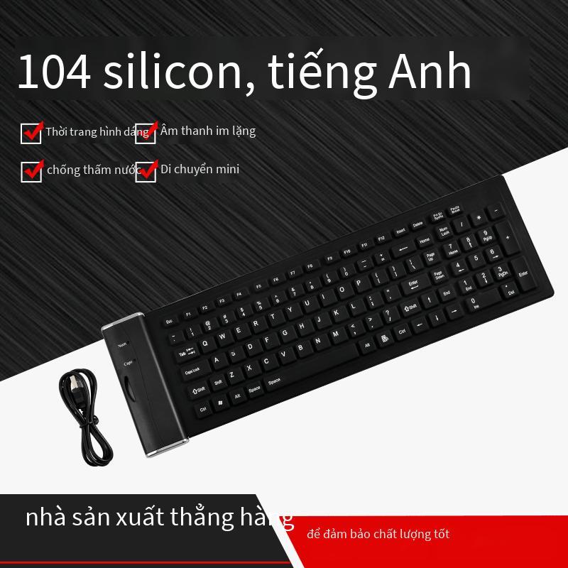 Vận Chuyển Nhanh Cung Cấp 104 Phím Silicone Plus Đúc Ốp Lưng Bàn Phím Mềm Tắt Tiếng Mini Chống Nước Đầu Máy Tính Có Dây Bàn Phím Gấp Gọn
