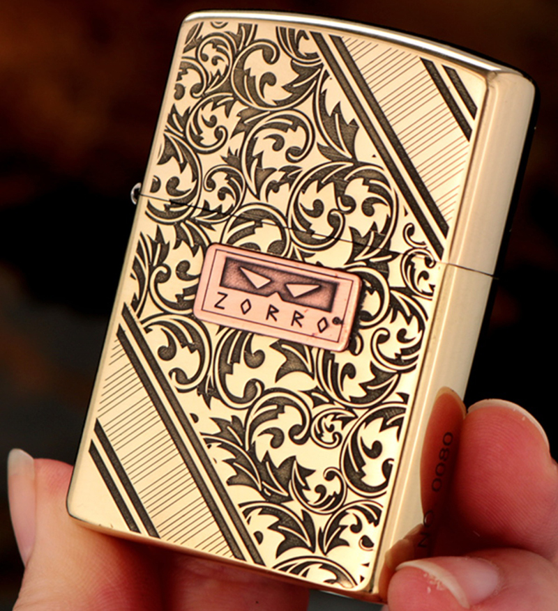 Vỏ Hột Quẹt Bật Lửa Xăng Đá Zorro Z2-1045 Họa Tiết Hoa Văn Cổ Điển - Nhiều Màu (Không Sẵn Xăng)