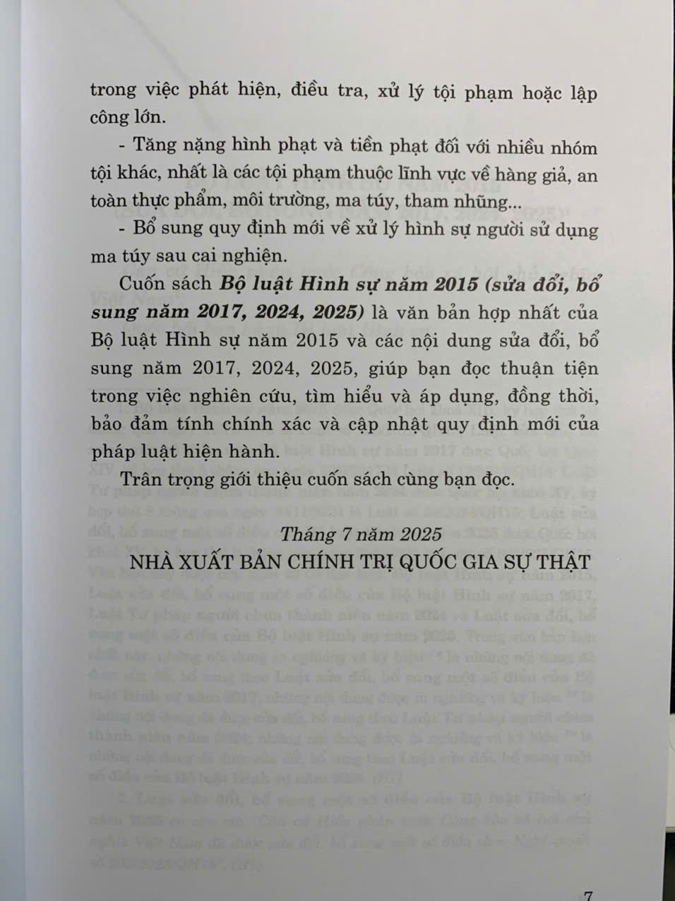 Sách Bộ Luật Hình Sự Hiện Hành (Bộ Luật Năm 2015, Sửa Đổi, Bổ Sung Năm 2017)