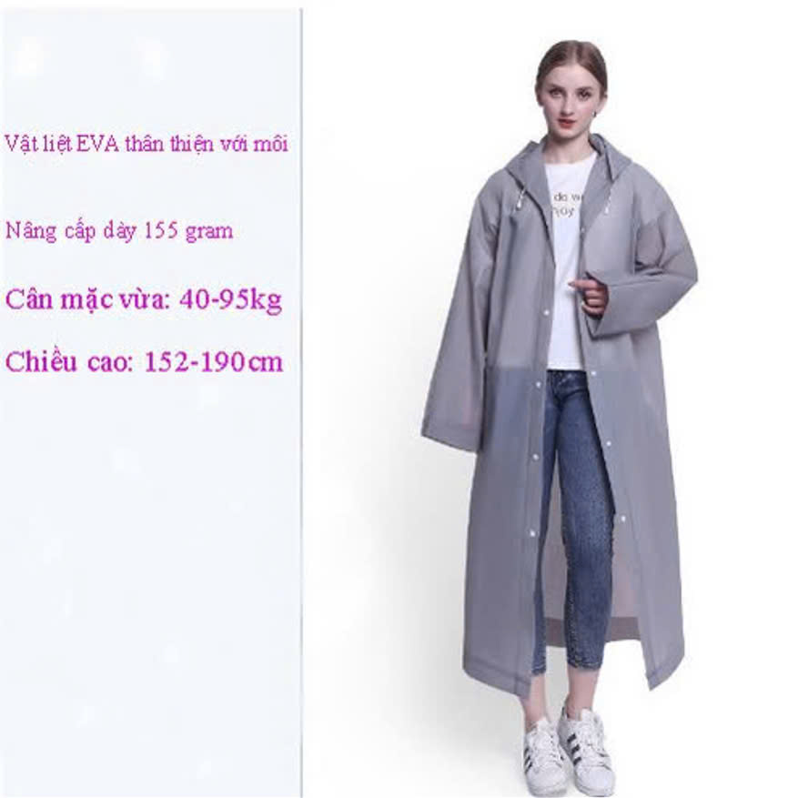 Áo Mưa Một Người Trong Suốt Có Nón Thời Trang, Nhựa EVA Sử Dụng Nhiều Lần - Siêu Dày Chống Thấm Nước Cho Mưa To Phong Cách Thời Trang Nhiều Màu Sắc Tươi Trẻ, Phù Hợp Cho Cả Nam Nữ 1