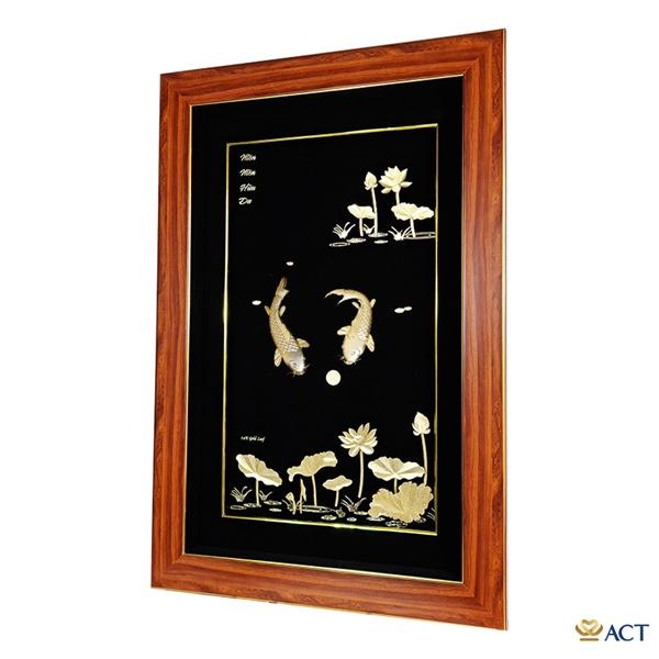 Tranh cá chép hoa sen dát vàng 24k