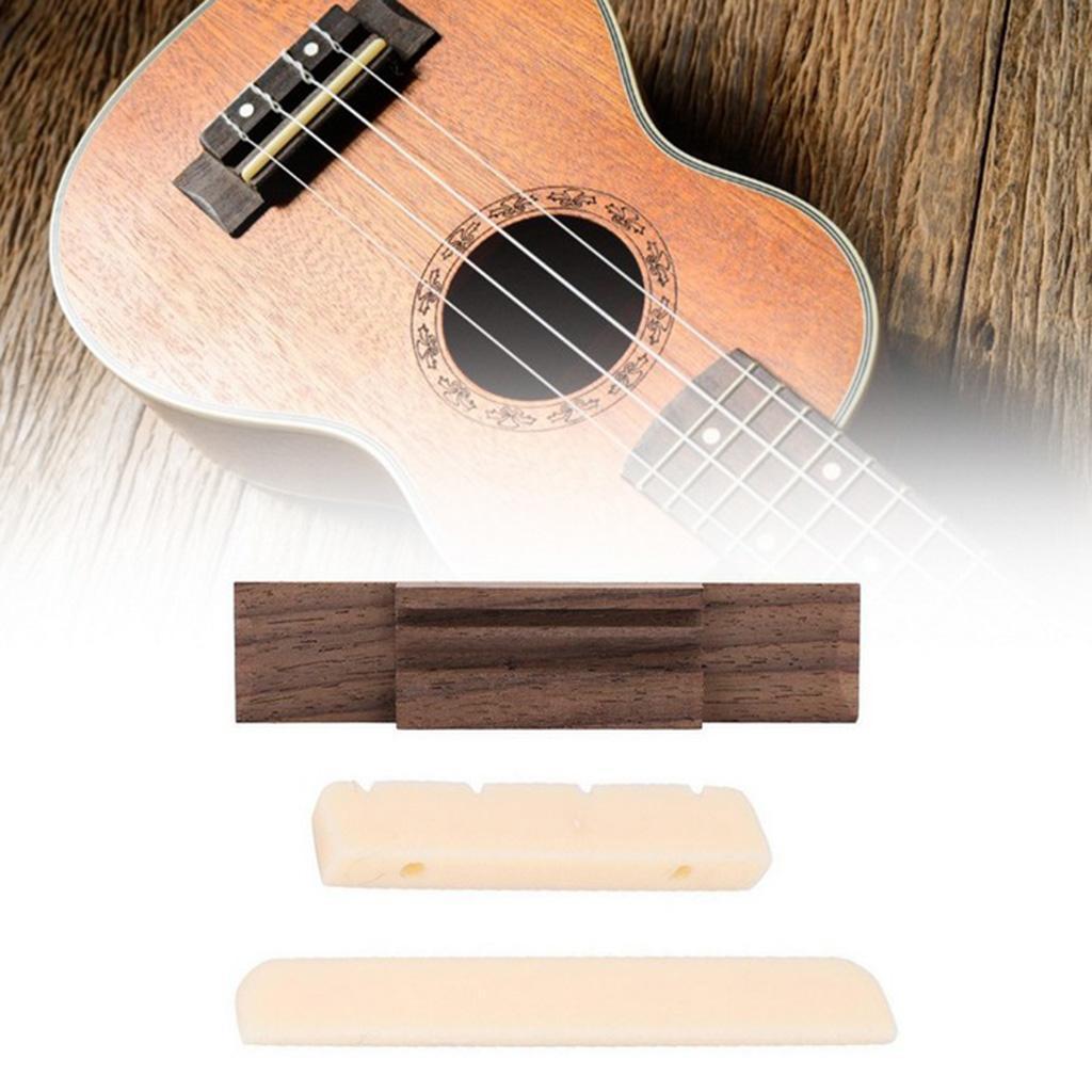 Ukulele Rosewood Bridge & Nut and Saddle Slotted for Guitar Ukulele