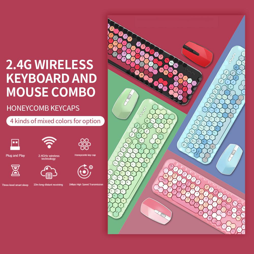 Combo chuột và bàn phím Mofii honey plus Không dây 2.4G Hỗn hợp Màu