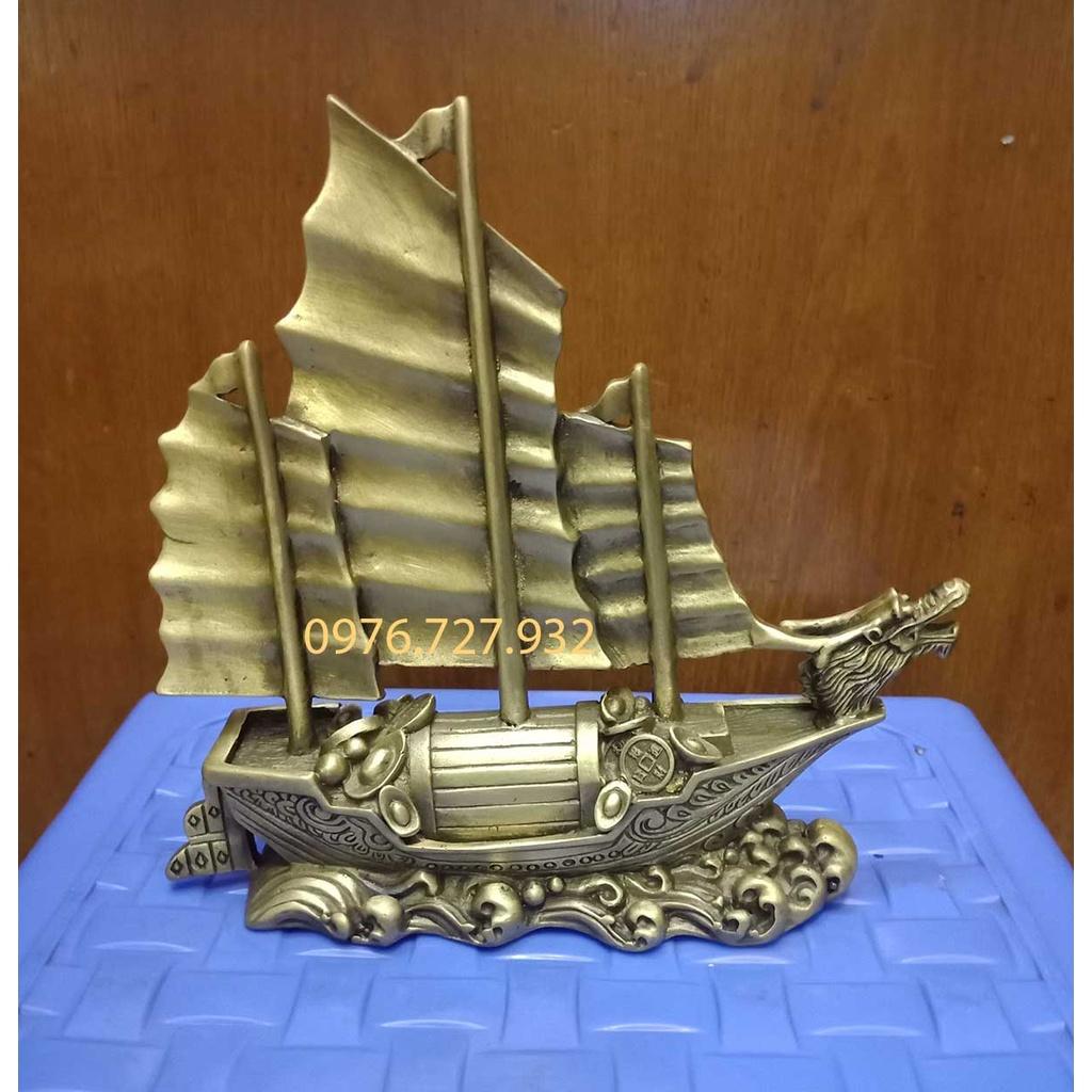 Thuyền buồm phong thủy bằng đồng dài 18cm, thuyền đầu rồng, thuận buồm xuôi gió