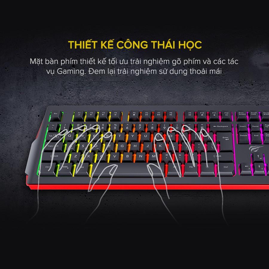 Bàn Phím Gaming RGB HAVIT KB866L, 104 Keys, Thiết Kế Công Thái Học, Tổ Hợp Phím Fn - Hàng Chính Hãng