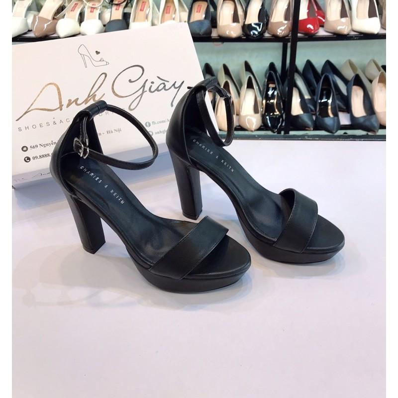 SD08 - Sandal quai ngang da lì bít gót đúp đế 12p