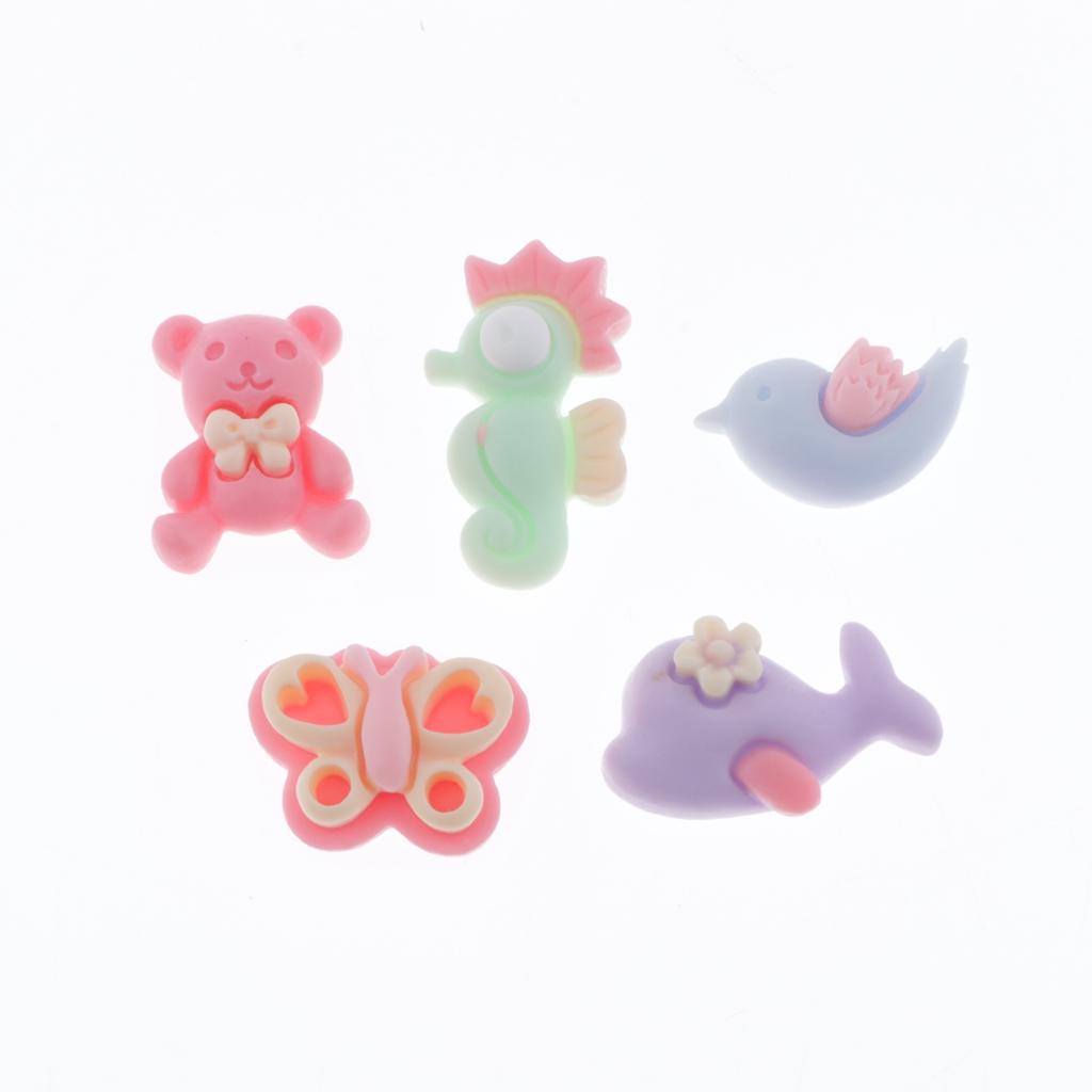 Chiwanji 200 Bộ Nhiều Màu Sắc Hình Hoạt Hình Nhựa Tôn Dáng Cho Điện Thoại Ốp Lưng Hàng Thủ Công Trang Trí