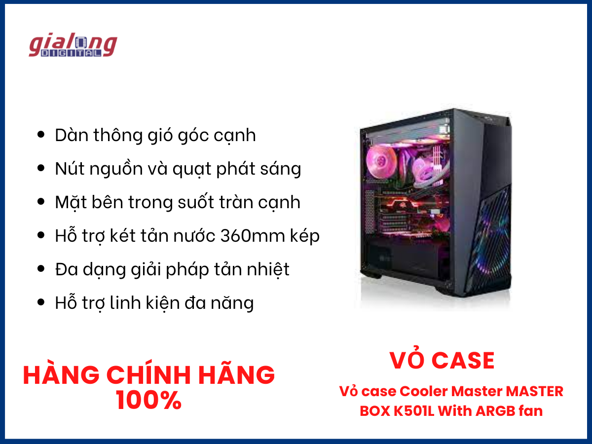 Vỏ case Vỏ case Cooler Master MASTER BOX K501L With ARGB fan - Hàng chính hãng