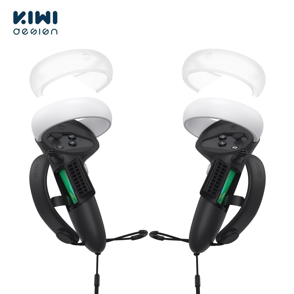 Vỏ phiên bản hàng đầu của KIWI design dành cho tay cầm điều khiển Oculus Quest 2 với nắp bảo vệ mở pin và nắp vòng Màu sắc: đen