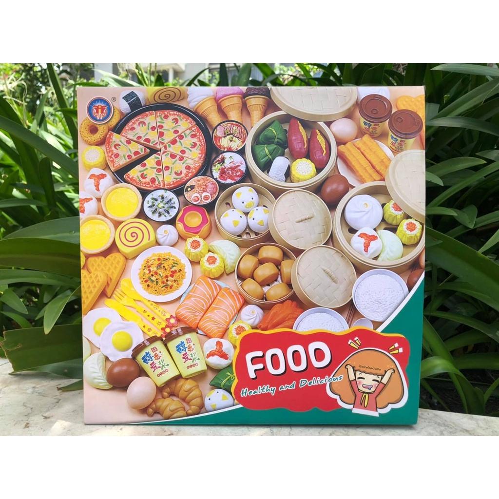 Đồ chơi nấu ăn 88 chi tiết gồm: bánh bao, bánh mỳ, bánh giò, khoai tay chiên