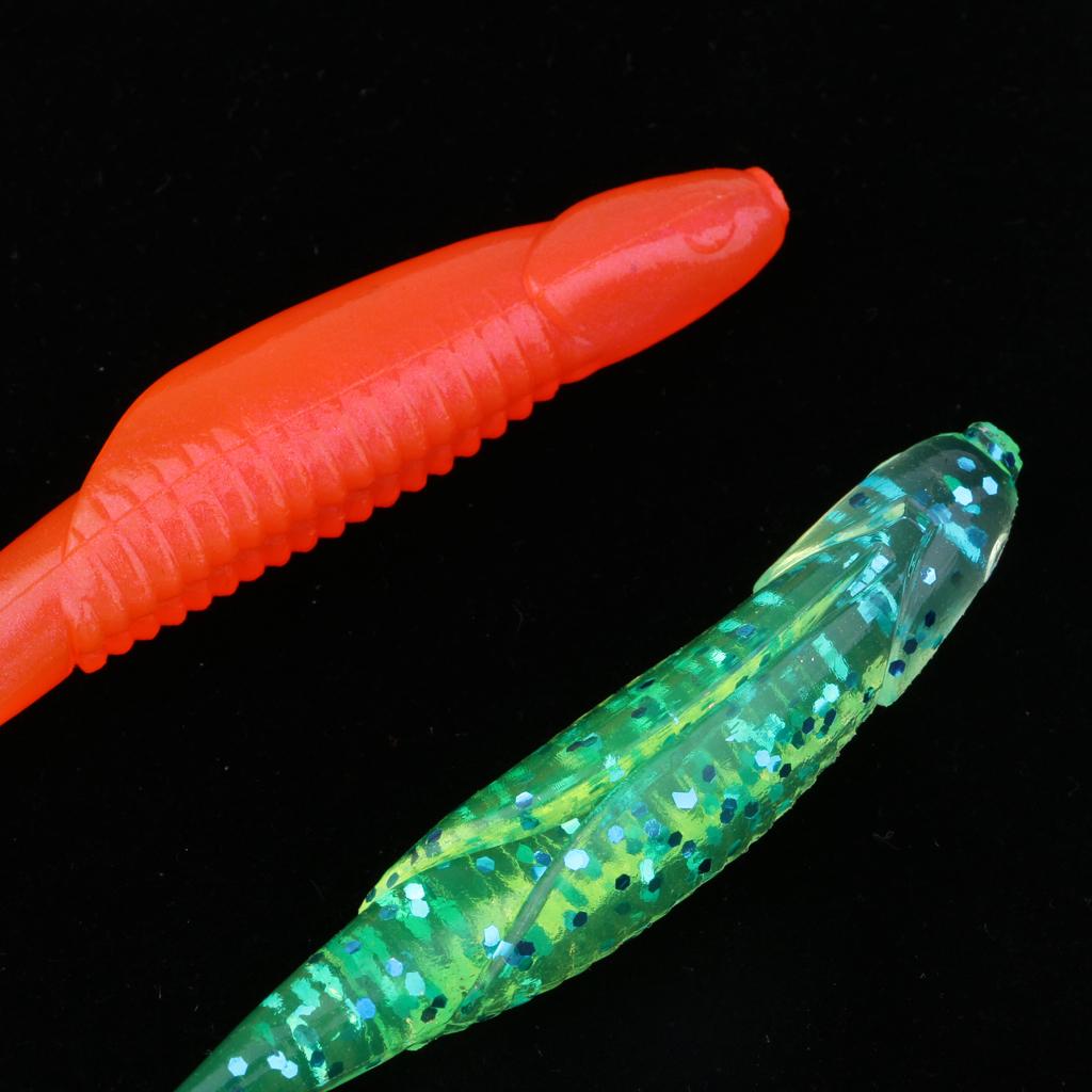 10Pcs Artifical Soft Plastic Vivid Fishing Worm Bionics Sea Bait Lures 6g