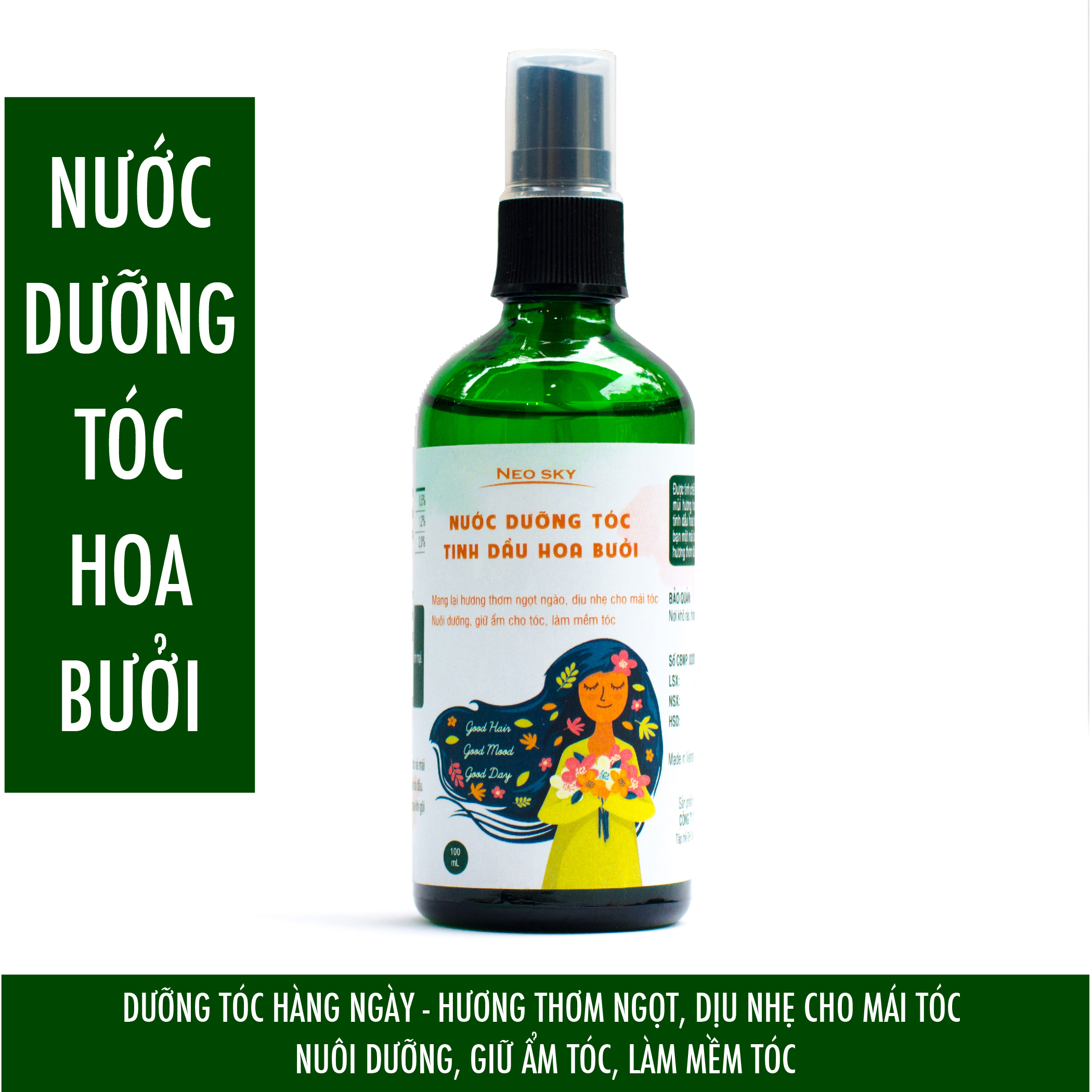 Nước Dưỡng Tóc Tinh Dầu Hoa Bưởi Neo Sky 100ml- Hương thơm ngọt ngào, nuôi dưỡng, giữ ẩm cho tóc, làm mềm tóc, dưỡng tóc hàng ngày