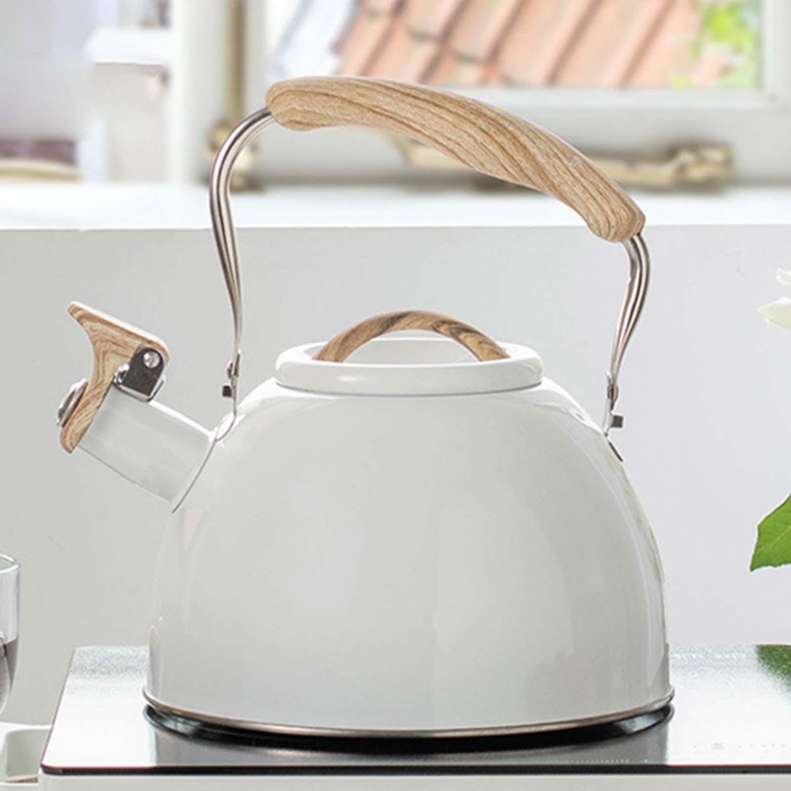 Stainless Steel Stovetop Tea Kettle Wooden Handle Kitchenware Teapot 3L