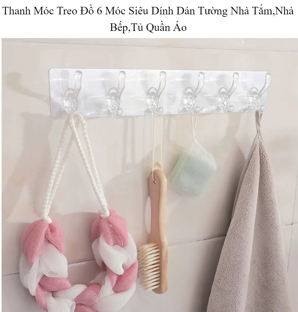 Móc treo quần áo dán tường trong suốt CAO CẤP chịu lực tốt