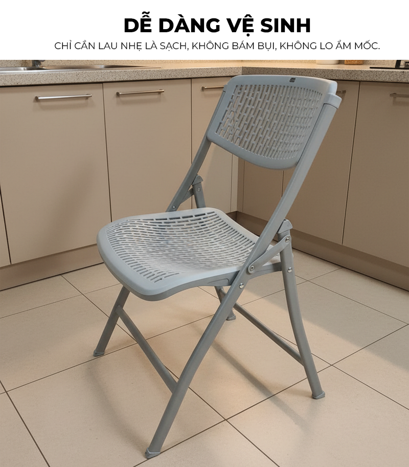 Ghế gấp gọn tựa lưng ngồi làm việc học tập, ghế văn phòng, ghế bàn ăn đa năng thương hiệu IGA - GN92