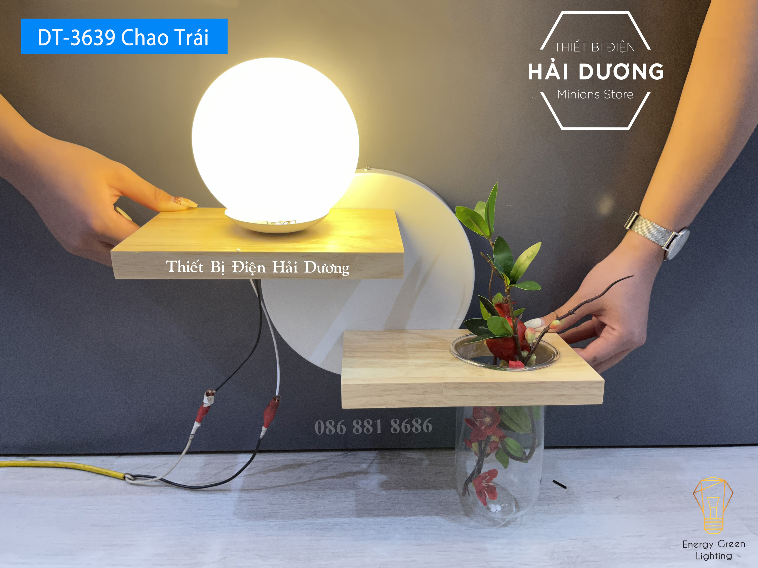 Đèn Tường Kệ Gỗ Chao Thủy Tinh Hiện Đại DT-3639 - Trang Trí Căn Phòng - Đã Bao Gồm Bóng LED 3W