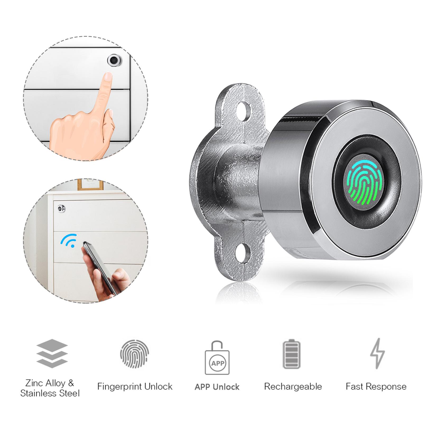 Khóa ngăn kéo thông minh BT , mở khóa vân tay, dung lượng 100 dấu vân tay