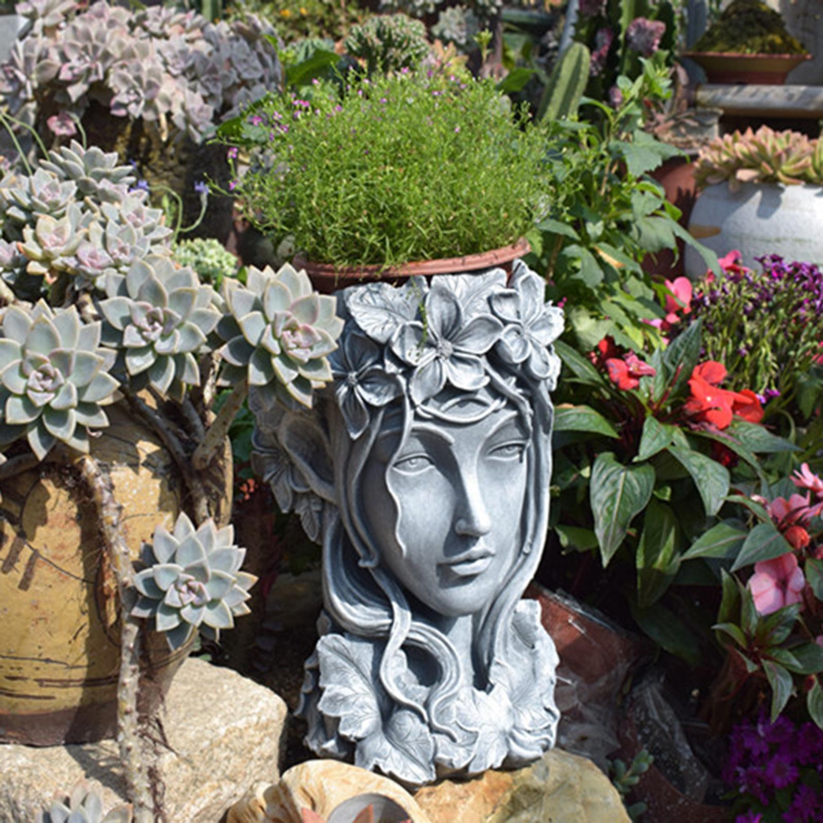 Goddess Head Planter Garden Decor Standing Flower Pot