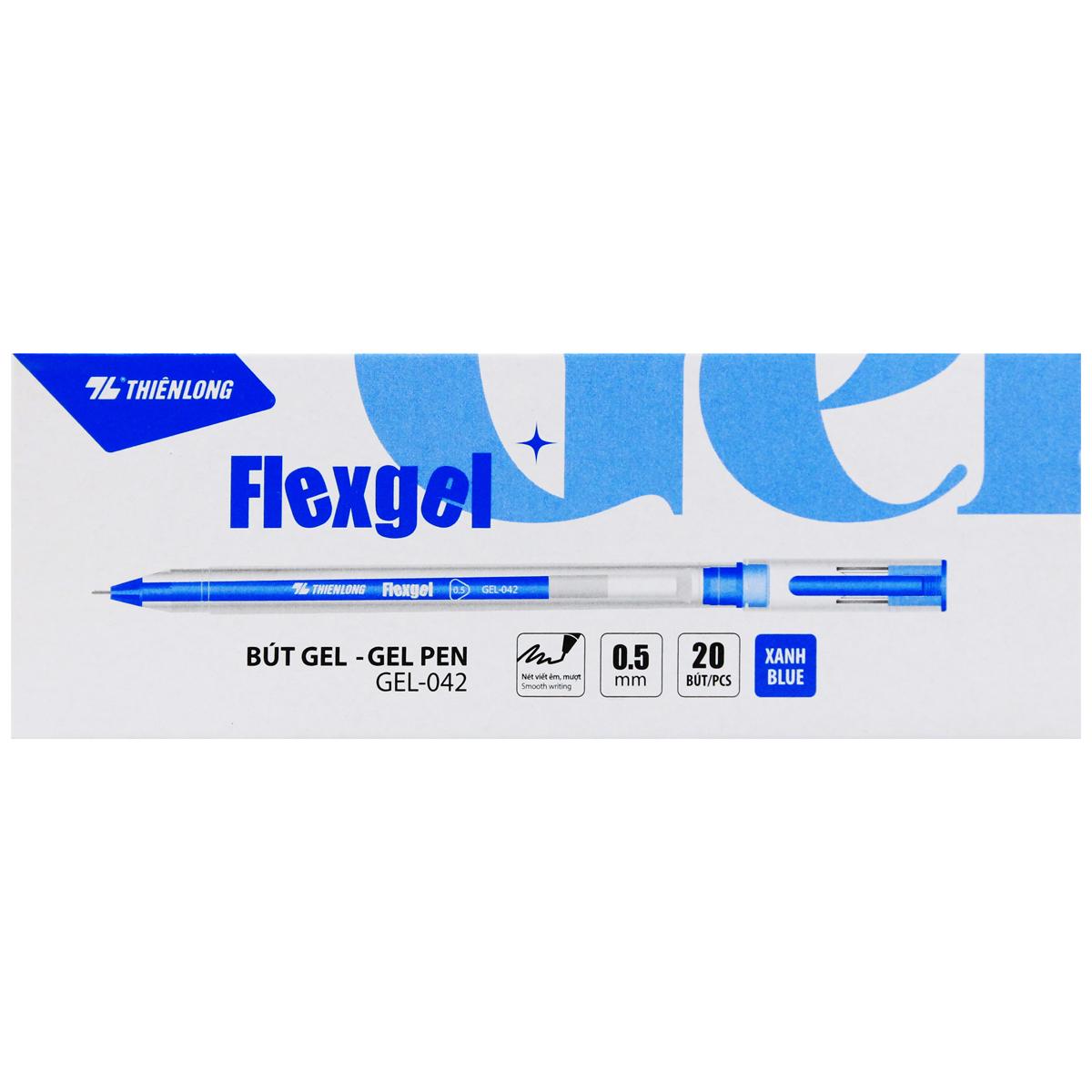 Hộp 20 Bút Gel Flexgel 0.5 mm - Thiên Long GEL-042 - Mực Xanh