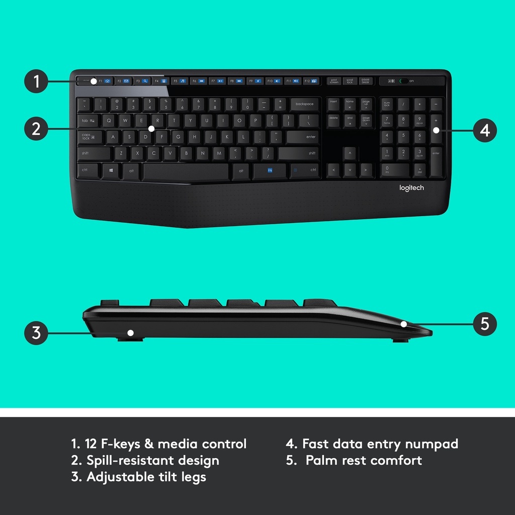 Bộ Bàn Phím Và Chuột Không Dây Logitech MK345 - Hàng chính hãng