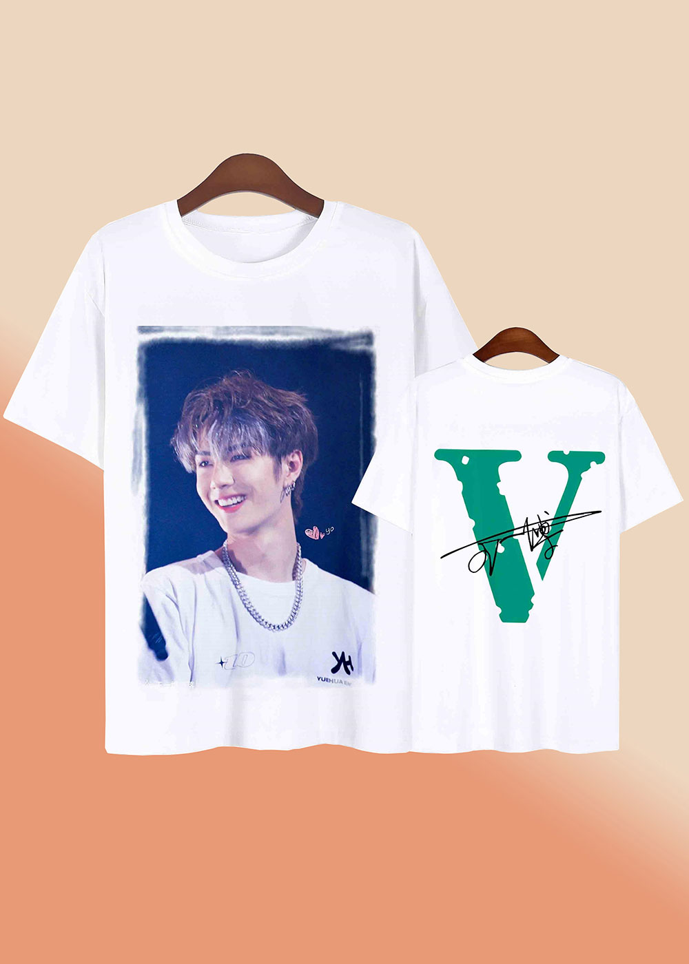 Áo thun in hình Vương Nhất Bác chữ V in 2 mặt