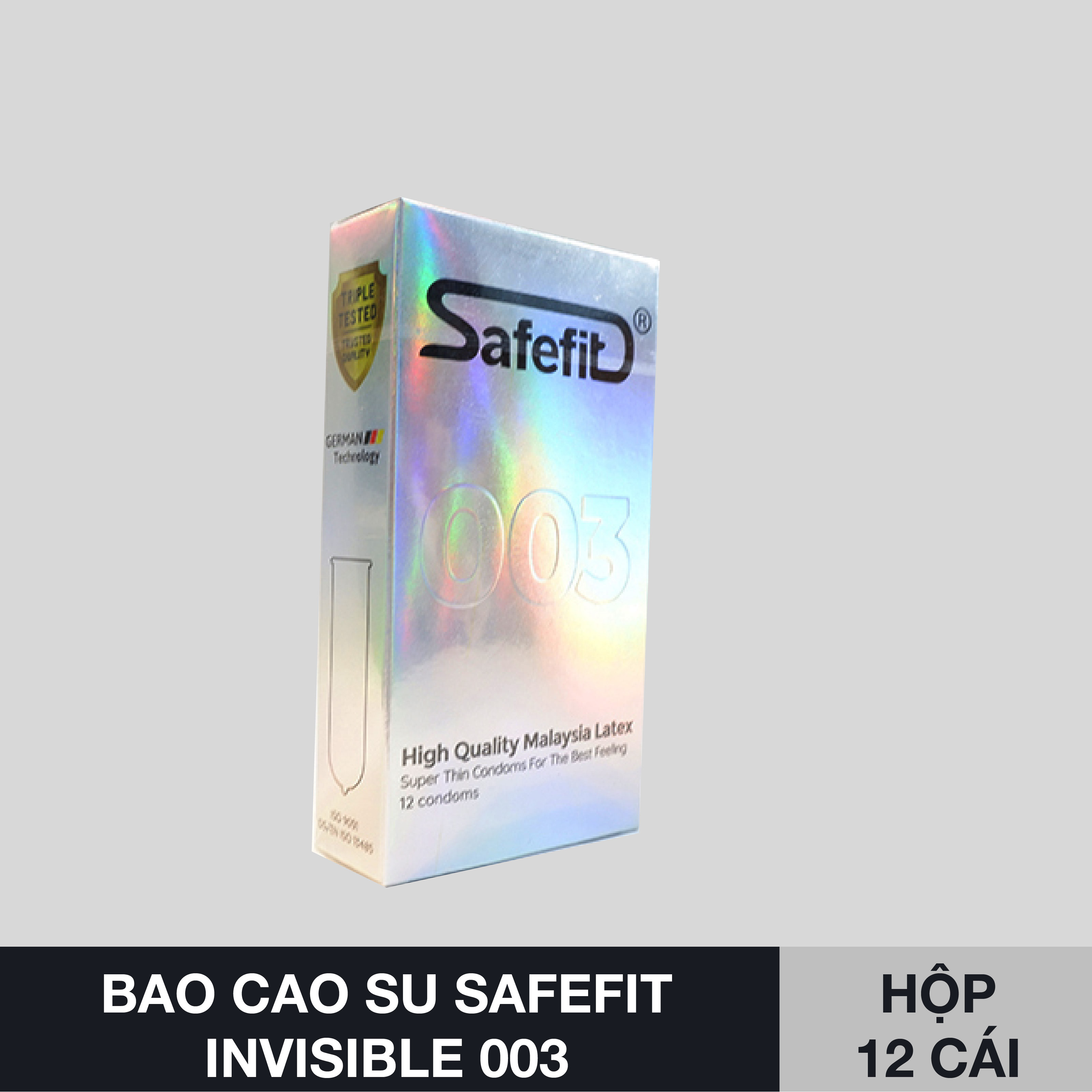 Bao cao su SAFEFIT 003 siêu mỏng hộp 12 cái - Siêu mỏng cao cấp, siêu chân thật