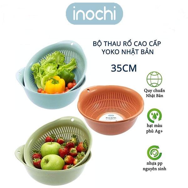 Rổ Nhựa Rửa Rau Đa Năng Size 30 Cm 1 Chậu 1 Rổ Inochi Cao Cấp