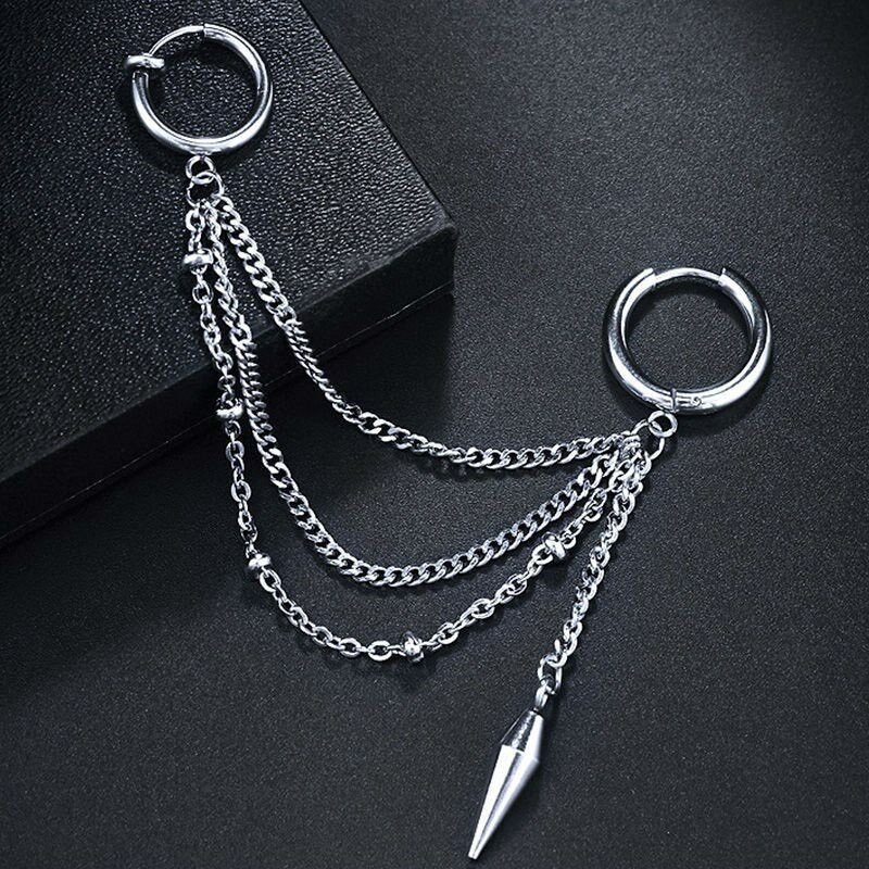 Khuyên tai bông tai xích xếp tầng thả đuôi nhọn cực cool