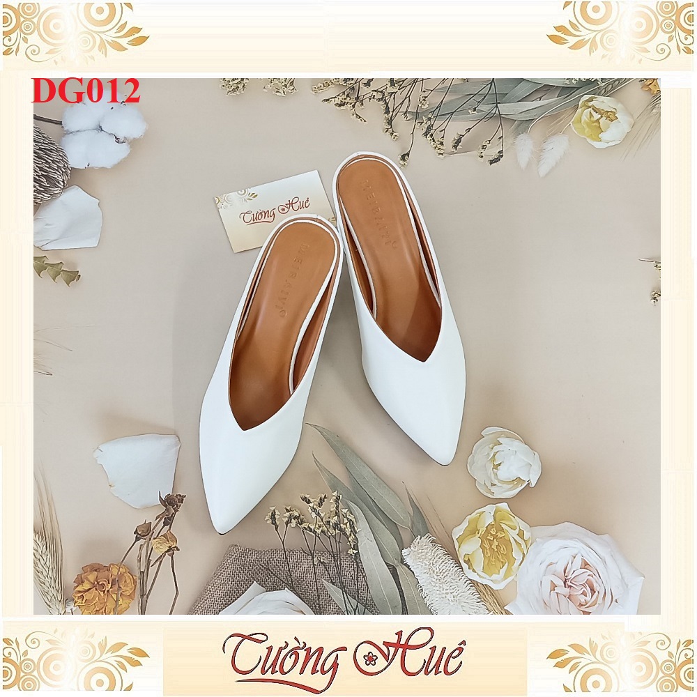 Dép Sục Trơn Mũi Nhọn Gót Vuông Cao 6CM - DG012