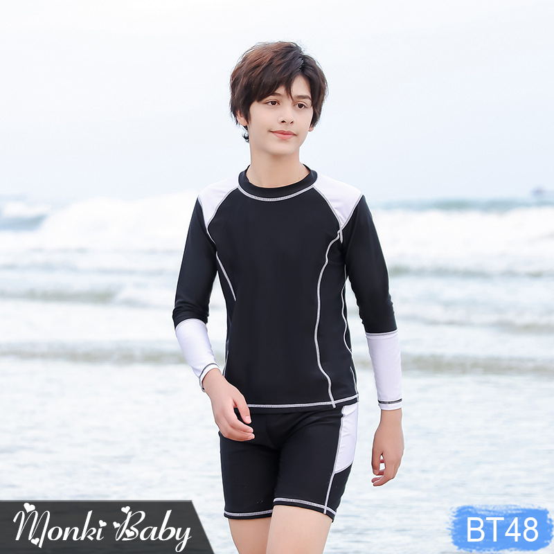 Bộ bơi bé trai dài tay size đại, mẫu cao cấp chất dày mát mịn đẹp, đồ bơi trẻ em nam big size đến 63kg, phom chuẩn dáng xịn | BT48