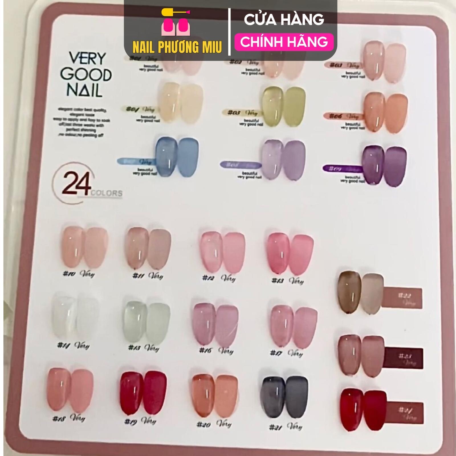 Set Sơn Thạch Very Good Nail 24 Màu Đậm Đặc, Tặng Bảng Màu Cao Cấp, Lên Màu Chuẩn Làm Nail Phương Miu Nữ Women