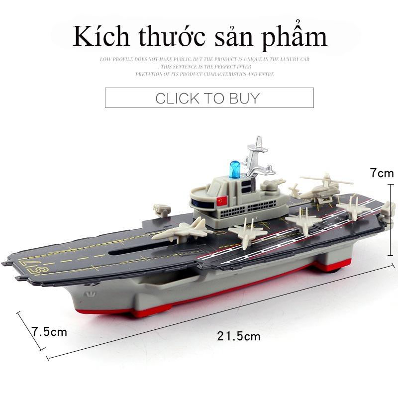 Mô hình tàu sân bay bằng hợp kim có nhạc và đèn chạy cót kèm máy bay để trang trí hoặc làm đồ chơi