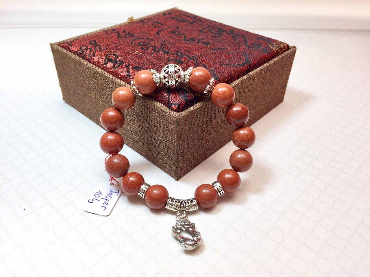 Vòng tay phong thủy đá Jasper đỏ thiên nhiên 10 ly