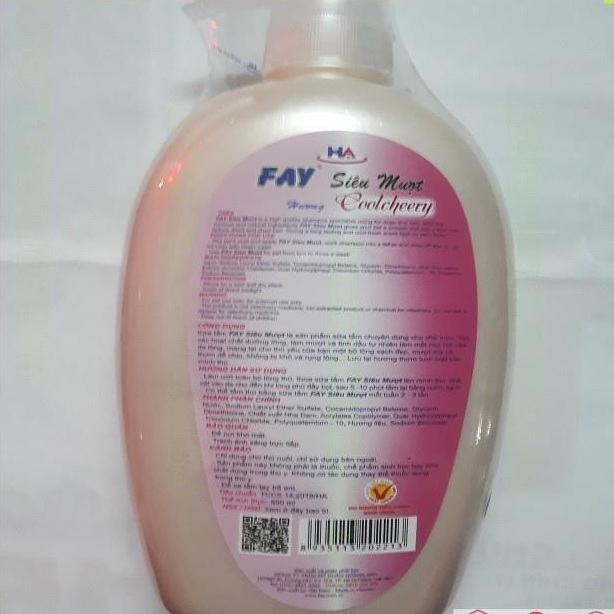 Sữa tắm cho chó mèo Fay Coolcheery 800ml - siêu mượt - thơm dưỡng lông