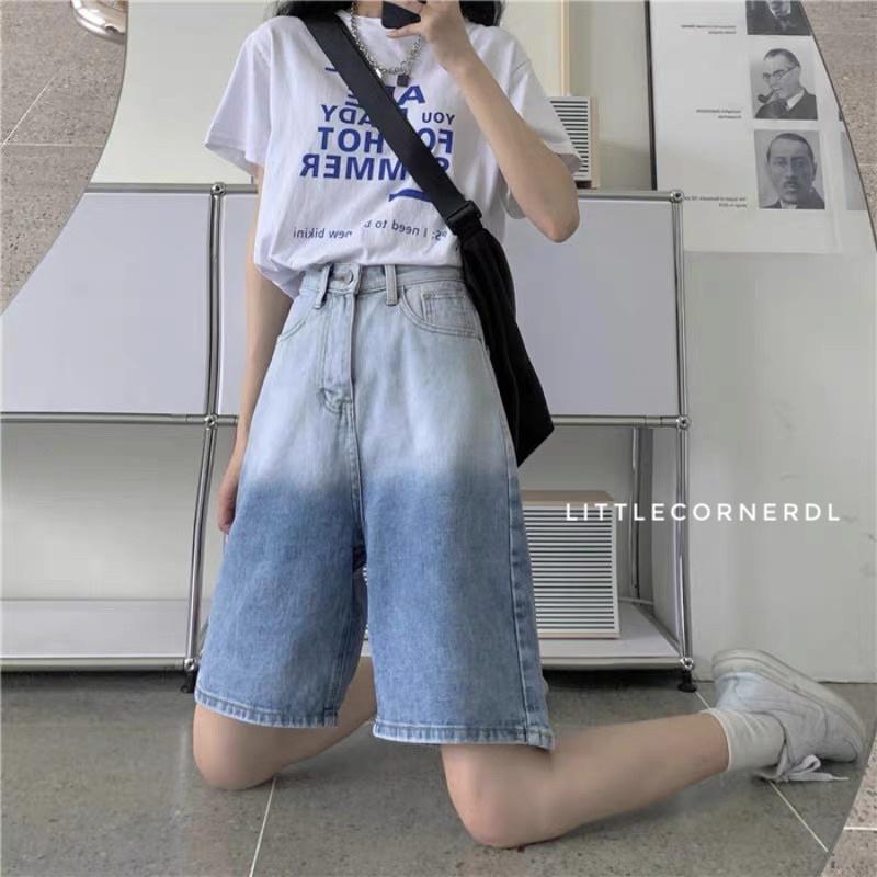 Quần ngố loang màu xanh jean cá tính
