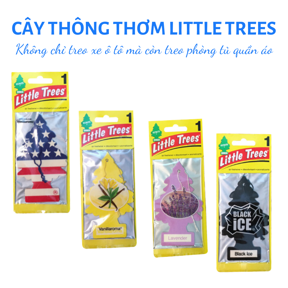 Cây Thông Thơm Treo Xe Little Trees Mùi Vanillaroma - Black Ice - Lavender Cho Hương Thơm Nhẹ Nhàng