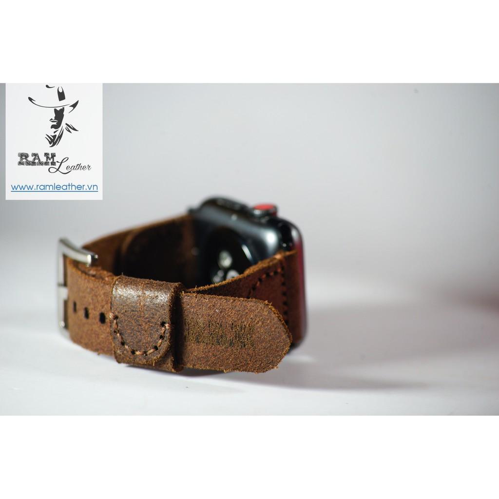 DÂY ĐỒNG HỒ DA BÒ HANDMADE - RAM PILOT MÀI NHÁM