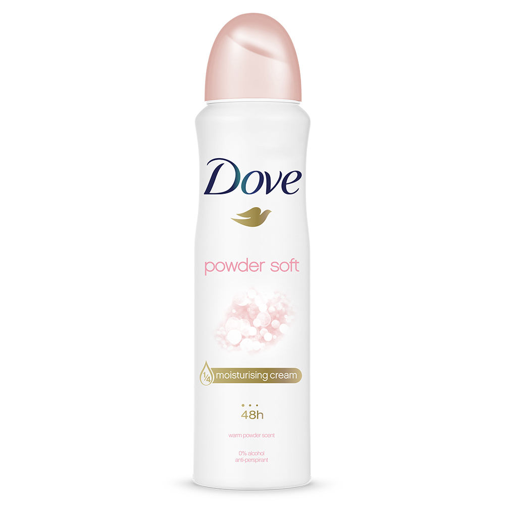 Xịt khử mùi Dove Powder Soft Hương phấn thơm Dưỡng da Sáng mịn dành cho nữ, 150ml