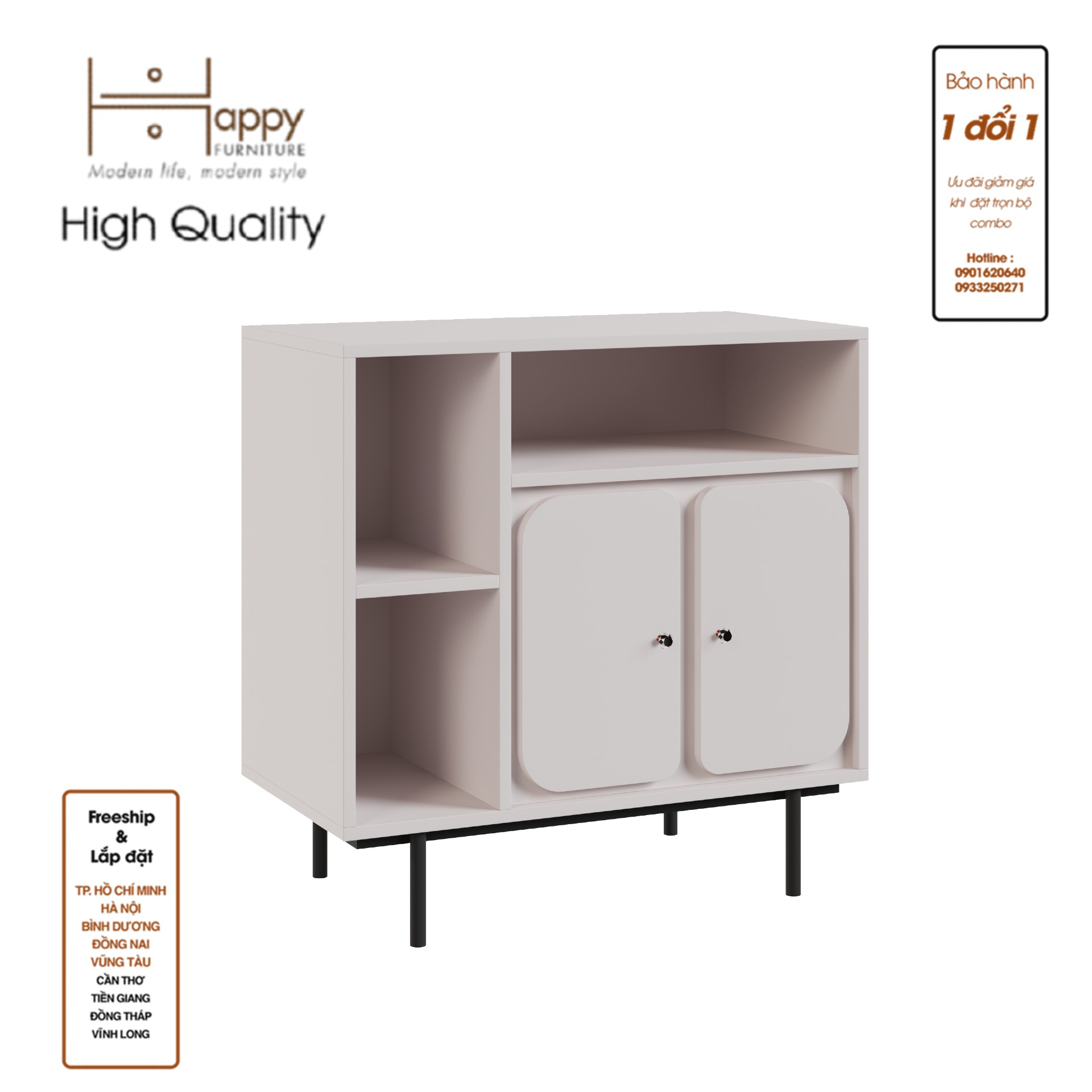 [Happy Home Furniture] SWEETY, Tủ lưu trữ 2 cửa mở - chân sắt, 78cm x 40cm x 78cm ( DxRxC), TCM_059