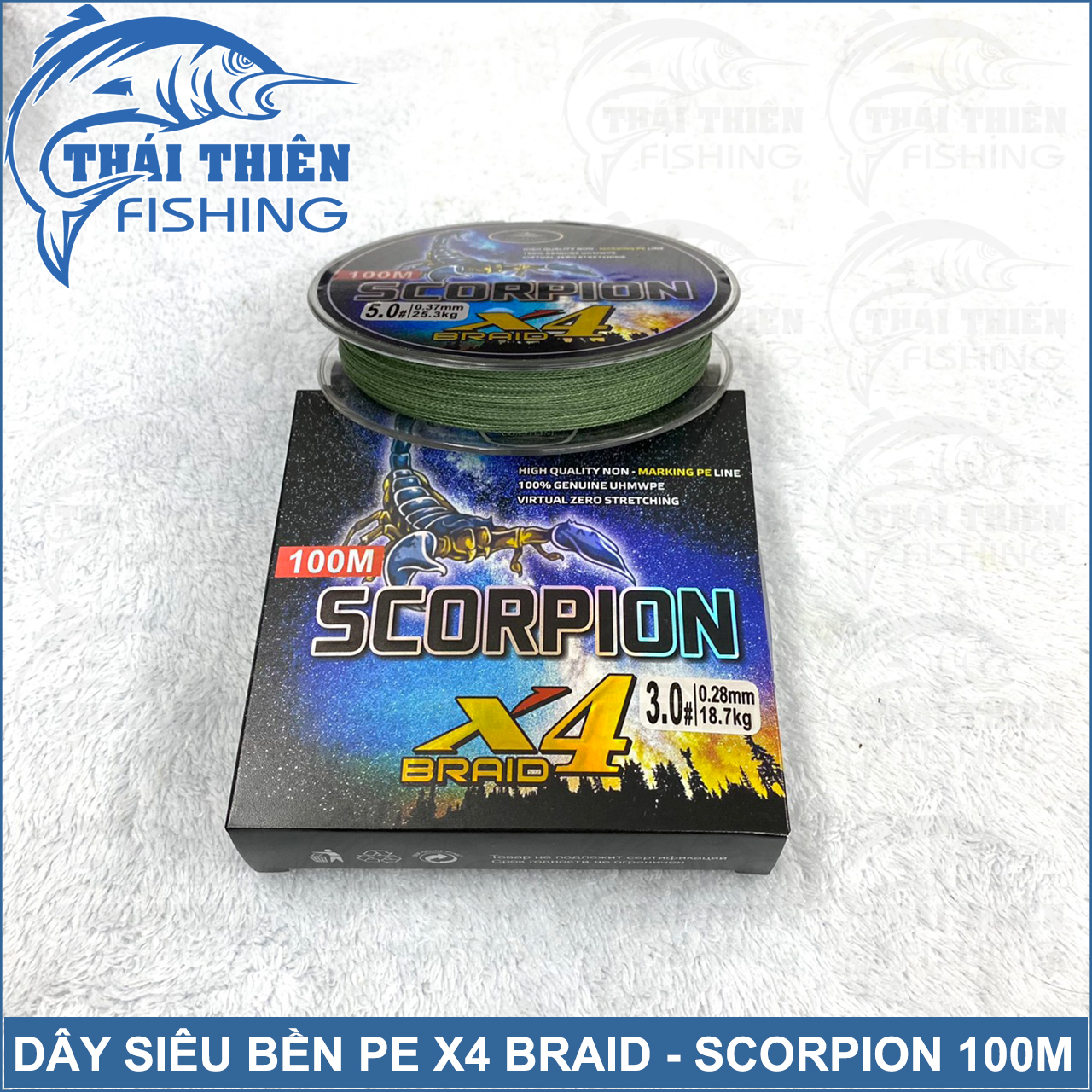 Dây Câu Cá Siêu Bền, Dây Dù Câu Lure, Tóm Lưỡi Câu Scorpion X4 Braid Cuộn 100m