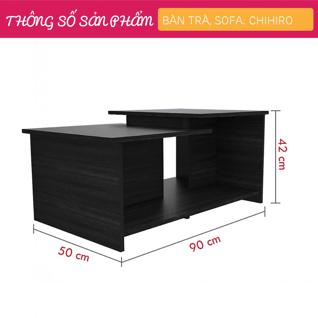 Bàn trà gỗ hiện đại SMLIFE Chihiro | Gỗ MDF dày 17mm chống ẩm | D90xR50xC42cm