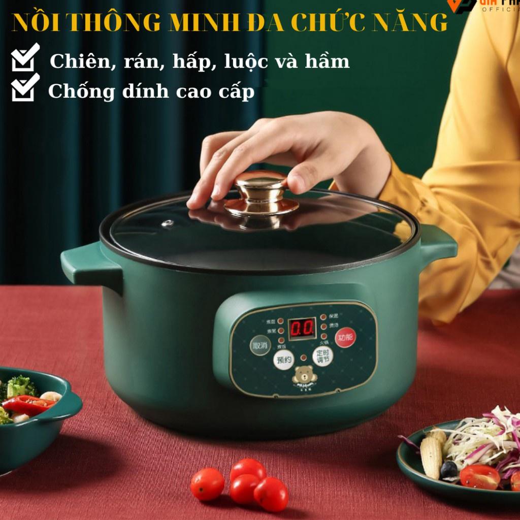 Nồi Lẩu Điện Đa Năng Chống Dính Vân Đá ELECTRIC COOKER POT Shanban 24cm Kèm Hấp Inox Cao Cấp.